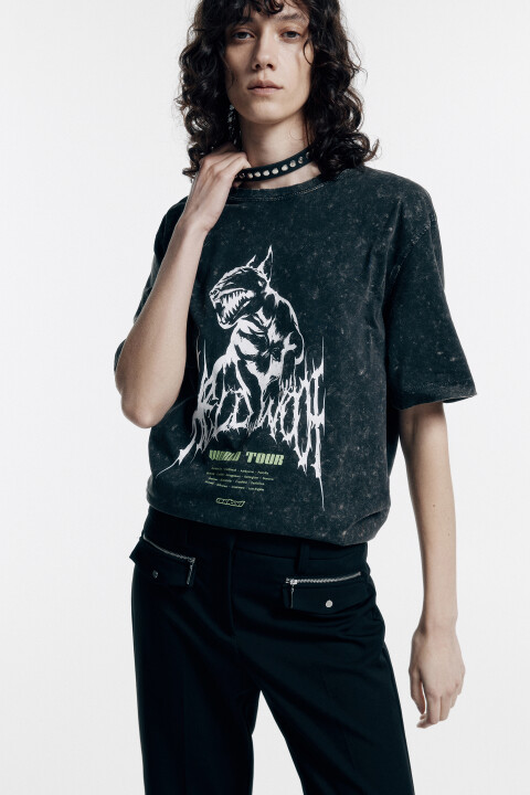 

Футболка вареная с принтом в стиле гранж, Серый, Футболка вареная с принтом в стиле гранж