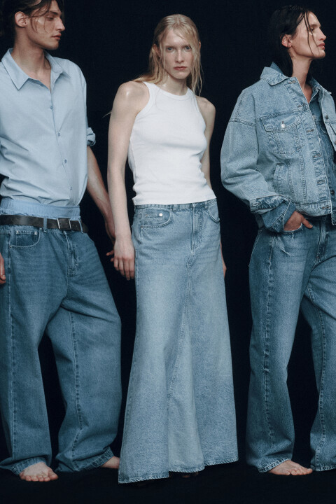 Юбка-трапеция макси джинсовая