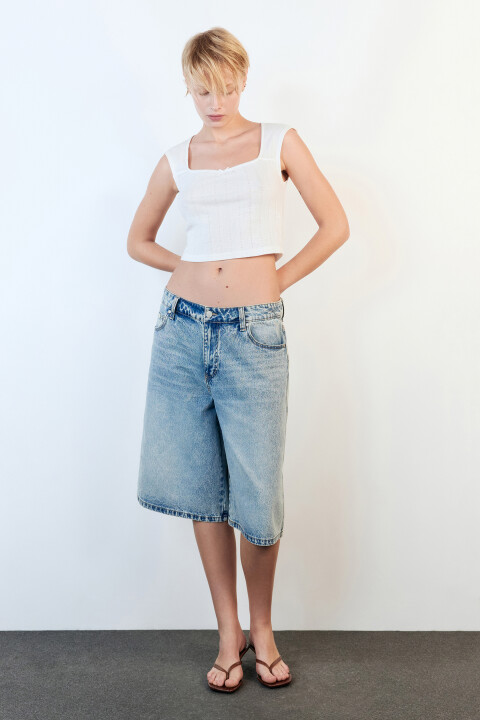 

Топ из фактурного трикотажа с кружевом и бантиком, Белый, Топ из фактурного трикотажа с кружевом и бантиком