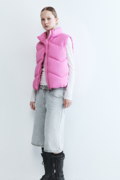 

Жилет стеганый утепленный с воротником, Розовый, Жилет стеганый утепленный с воротником