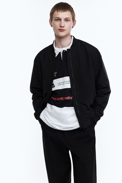 

Куртка-бомбер на молнии, Черный, Куртка-бомбер на молнии