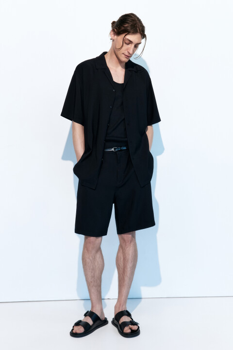 

Шорты-бермуды костюмные из вискозы, Черный, Шорты-бермуды костюмные из вискозы