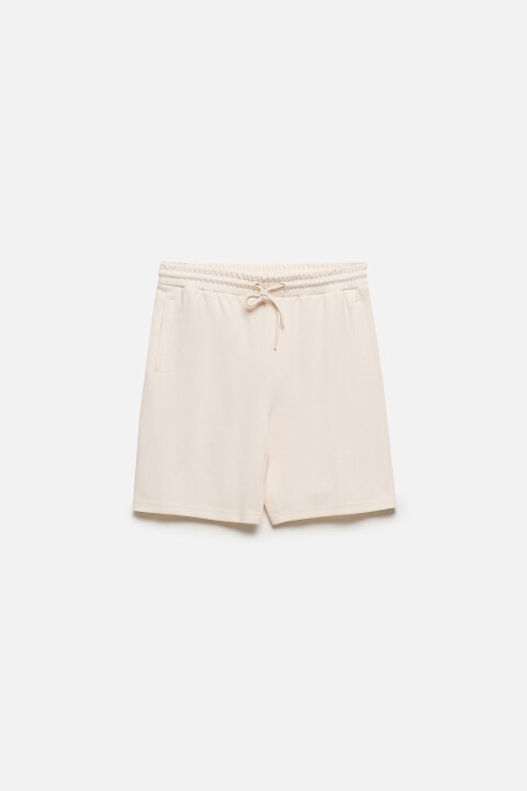 

Шорты из футера с поясом на завязках, Бежевый, Шорты из футера с поясом на завязках