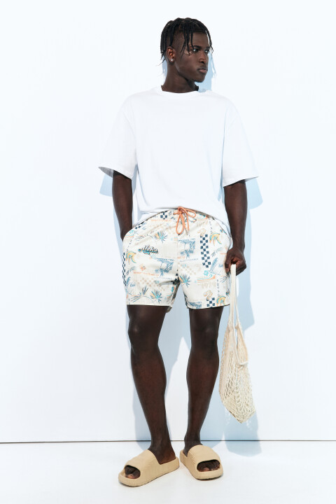 

Шорты купальные с поясом на завязках, Бежевый, Шорты купальные с поясом на завязках