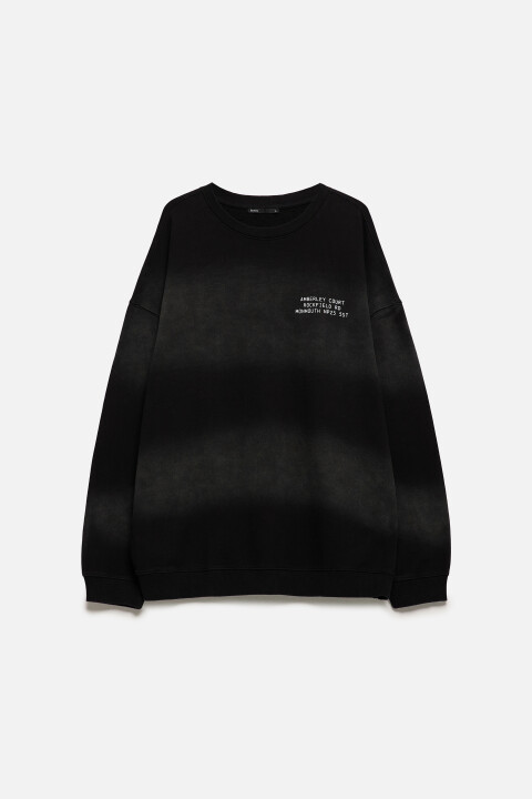 

Свитшот oversize со стиркой bleach wash, Черный, Свитшот oversize со стиркой bleach wash