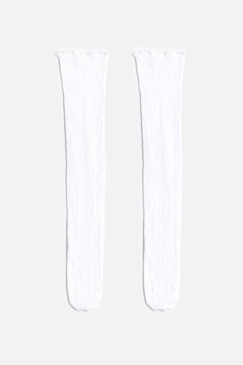 

Гольфы ажурные с узором и оборками, Белый, Гольфы ажурные с узором и оборками