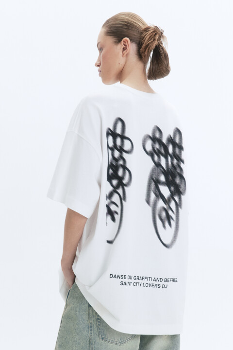 

Футболка унисекс с принтом и надписями, Белый, Футболка унисекс с принтом и надписями