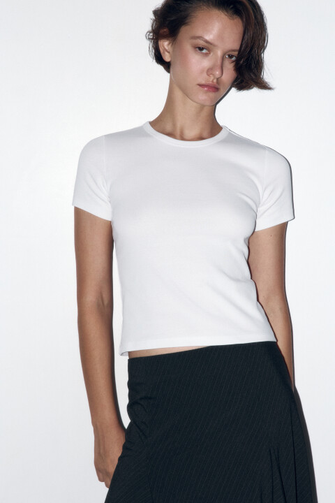 

Футболка облегающая хлопковая, Белый, Футболка облегающая хлопковая