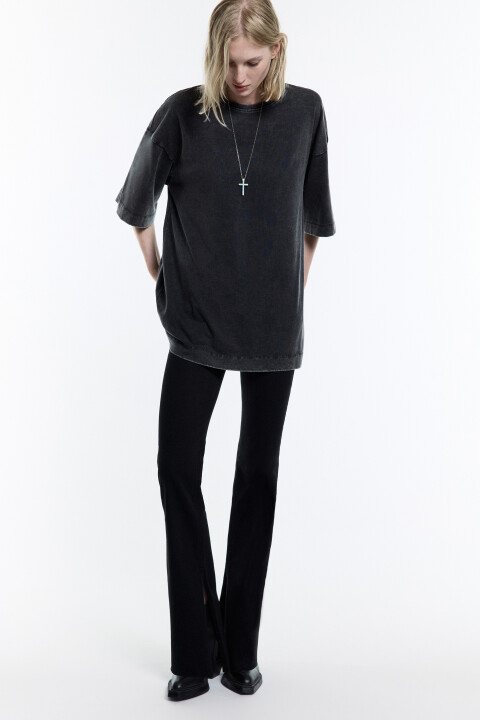 

Футболка oversize хлопковая с вареным эффектом, Черный, Футболка oversize хлопковая с вареным эффектом