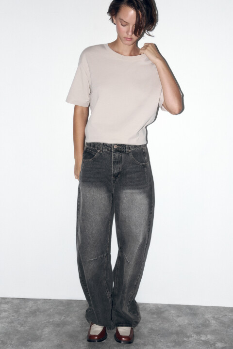 

Футболка свободная базовая из хлопка, Бежевый, Футболка свободная базовая из хлопка