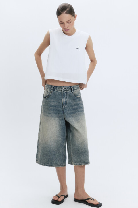 блузка женская befree Топ-майка хлопковый с открытыми срезами