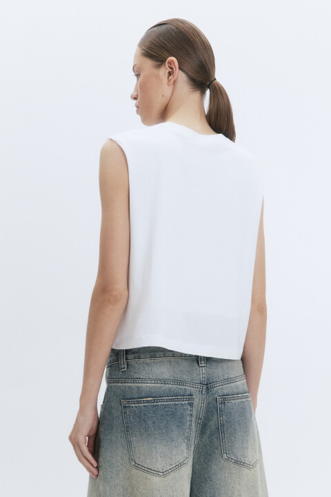 

Топ-майка хлопковый с открытыми срезами, Белый, Топ-майка хлопковый с открытыми срезами