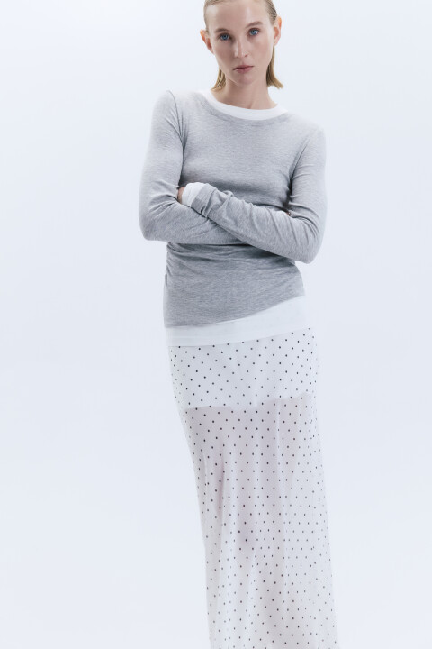 

Лонгслив из бамбука с имитацией второго слоя, Серый, Лонгслив из бамбука с имитацией второго слоя