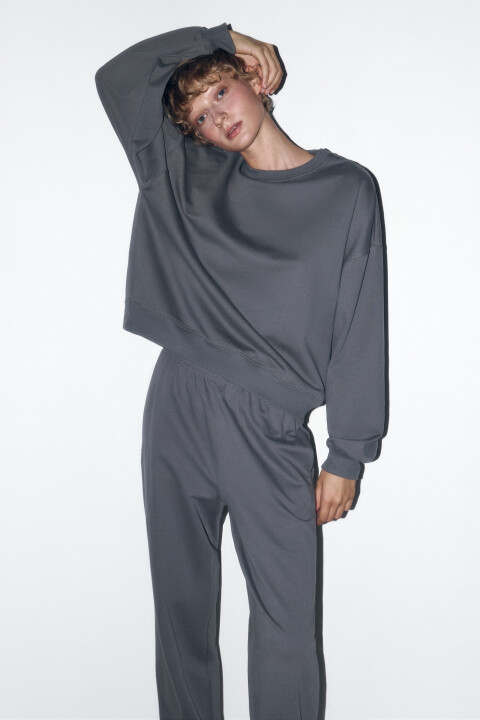 

Свитшот базовый из хлопкового футера, Серый, Свитшот базовый из хлопкового футера