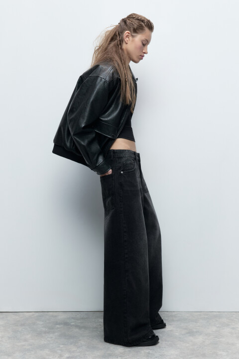 

Джинсы широкие со средней посадкой, Серый, Джинсы широкие со средней посадкой