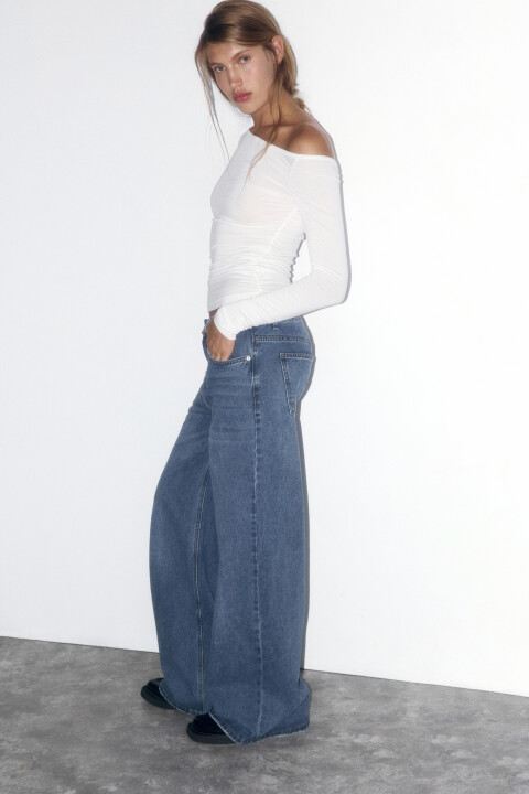 

Джинсы широкие со средней посадкой, Голубой, Джинсы широкие со средней посадкой