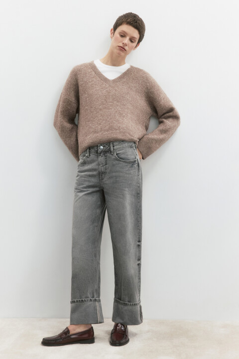 

Джинсы straight fit прямые с широкими подворотами, Серый, Джинсы straight fit прямые с широкими подворотами