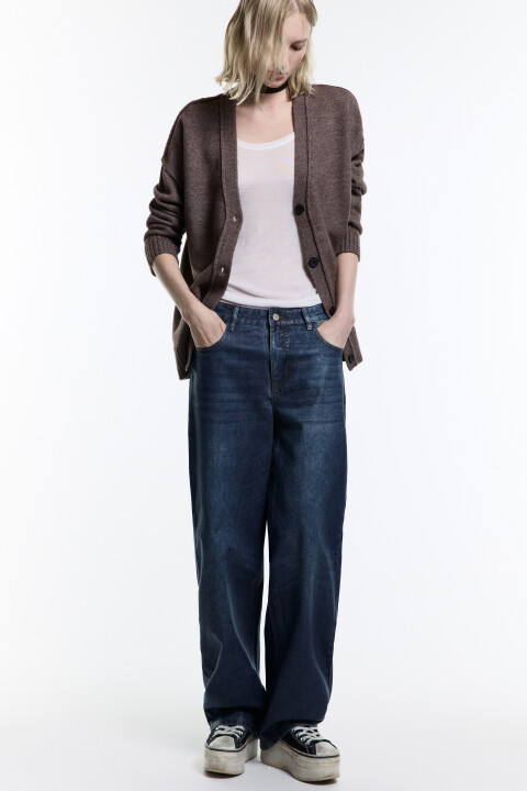 

Джинсы baggy fit с блестящим напылением, Бордовый, Джинсы baggy fit с блестящим напылением