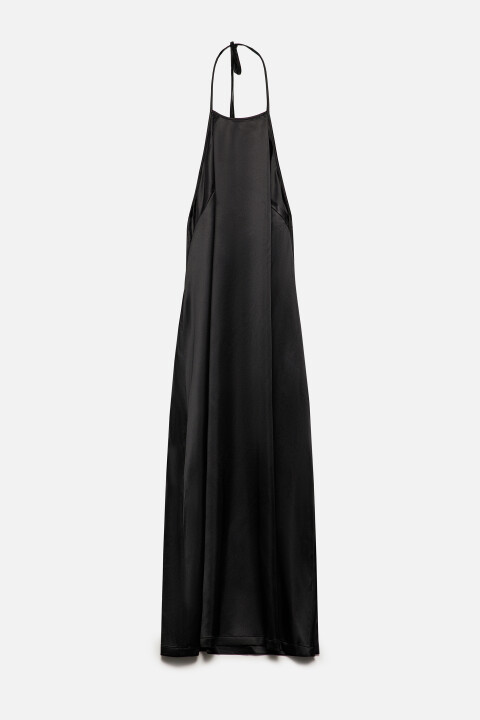 Платье-комбинация атласное с завязками на шее