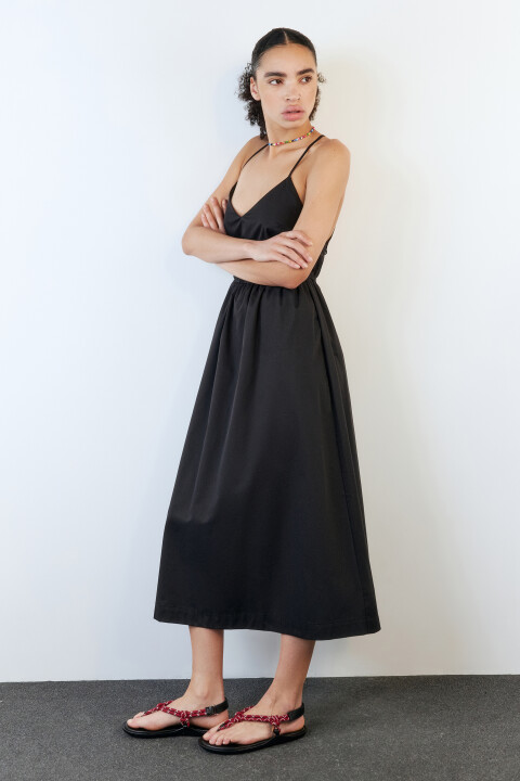 

Платье-сарафан миди с открытой спиной, Черный, Платье-сарафан миди с открытой спиной