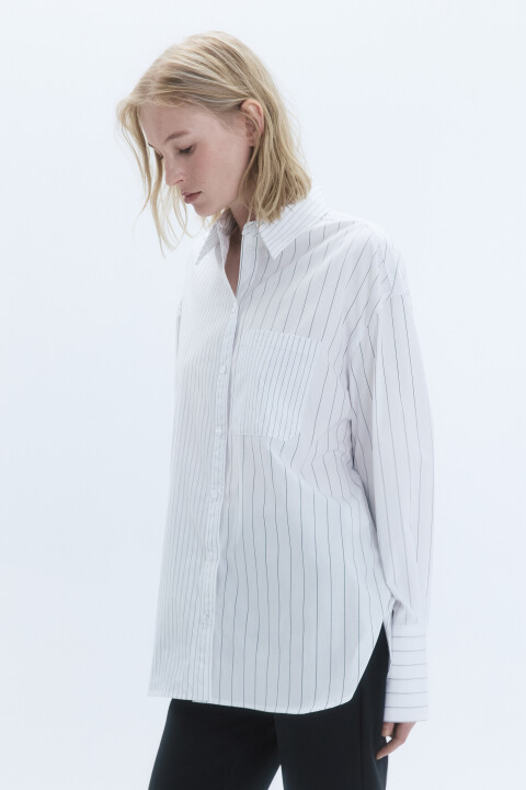 

Рубашка oversize хлопковая с широкими манжетами, Белый, Рубашка oversize хлопковая с широкими манжетами