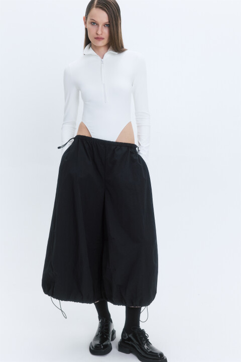 

Блузка-боди с воротником-стойкой на молнии, Черный, Блузка-боди с воротником-стойкой на молнии