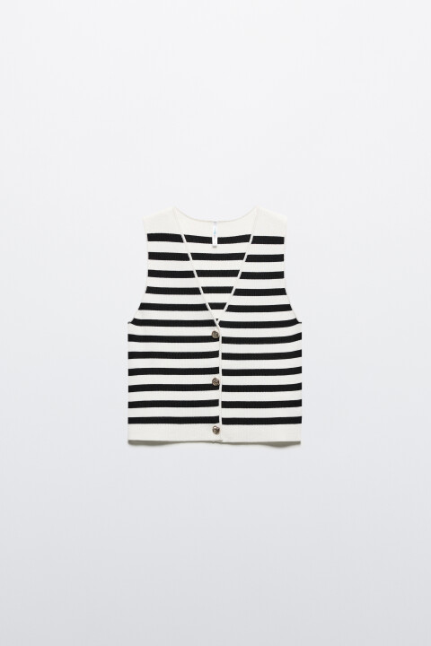 

Жилет трикотажный укороченный на пуговицах, Белый, Жилет трикотажный укороченный на пуговицах