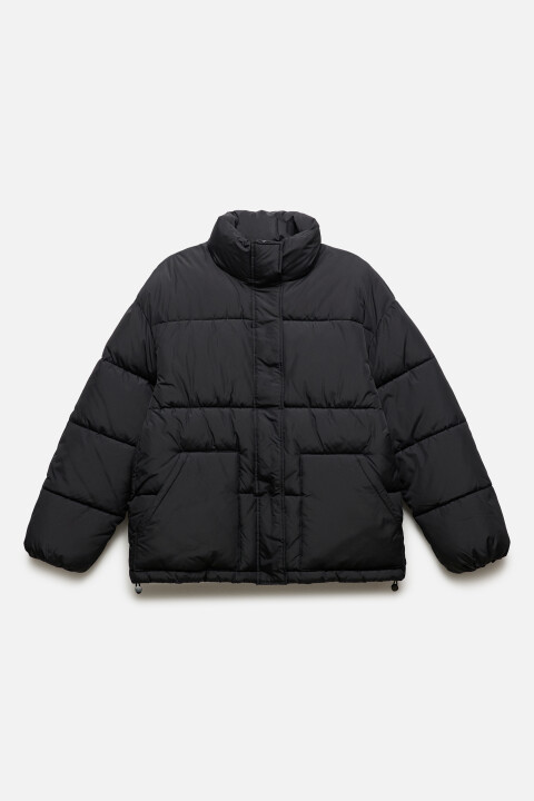 

Куртка oversize стеганая с воротником-стойкой, Черный, Куртка oversize стеганая с воротником-стойкой