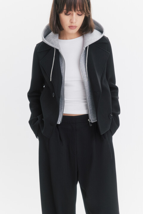 

Куртка из неопрена с трикотажным капюшоном, Черный, Куртка из неопрена с трикотажным капюшоном