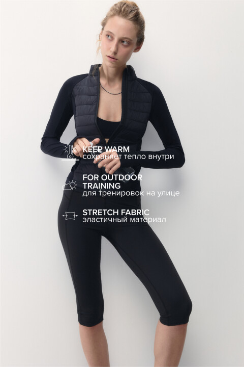 

Куртка спортивная облегающая с воротником-стойкой, Черный, Куртка спортивная облегающая с воротником-стойкой