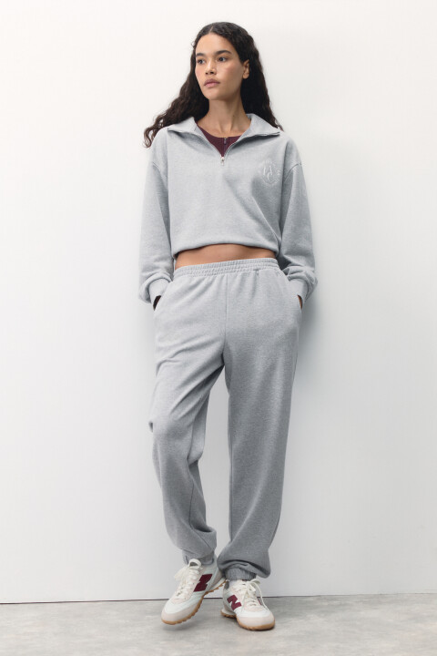 

Брюки-джоггеры спортивные из футера, Серый, Брюки-джоггеры спортивные из футера