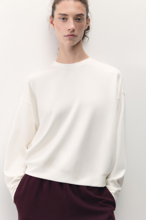 

Свитшот oversize спортивный из модала, Ванильный, Свитшот oversize спортивный из модала