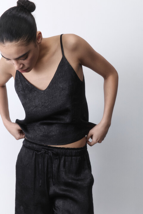 

Майка домашняя атласная на бретельках, Черный, Майка домашняя атласная на бретельках