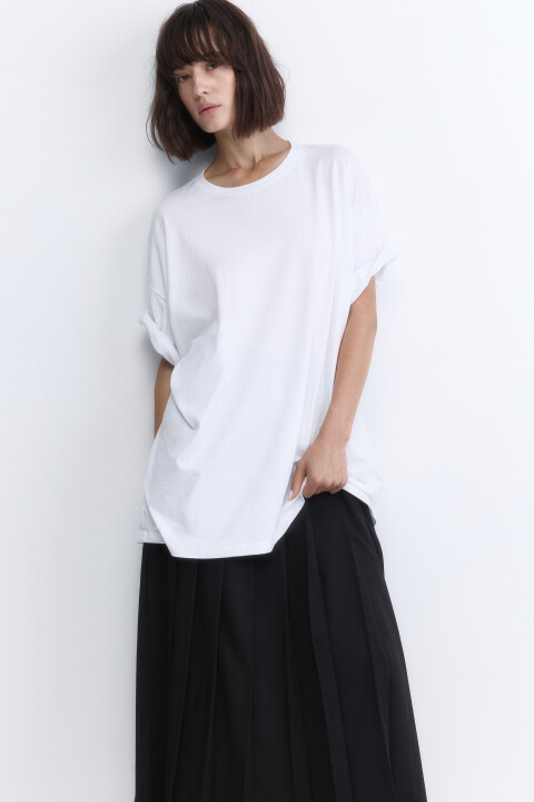 

Футболка oversize хлопковая однотонная, Белый, Футболка oversize хлопковая однотонная