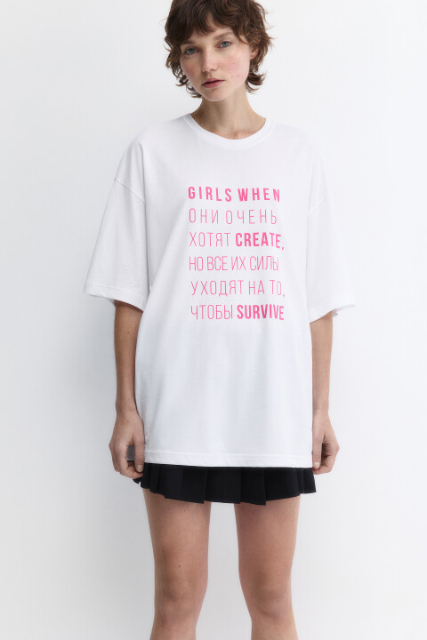 

Футболка хлопковая с принтом-надписью, Мультиколор, Футболка хлопковая с принтом-надписью