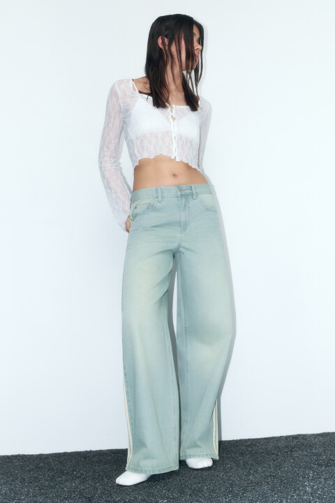 

Джинсы baggy fit широкие с лампасами, Синий, Джинсы baggy fit широкие с лампасами