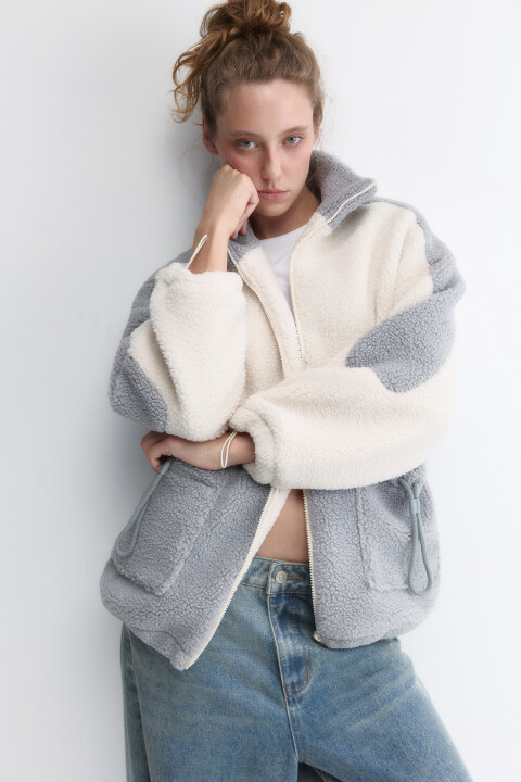 

Куртка-бомбер oversize из искусственного меха, Мультиколор, Куртка-бомбер oversize из искусственного меха