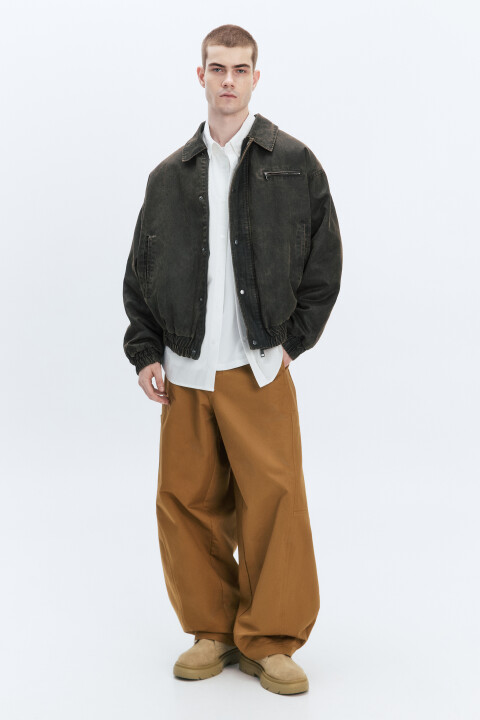 

Куртка-бомбер с состаренным эффектом, Зеленый, Куртка-бомбер с состаренным эффектом