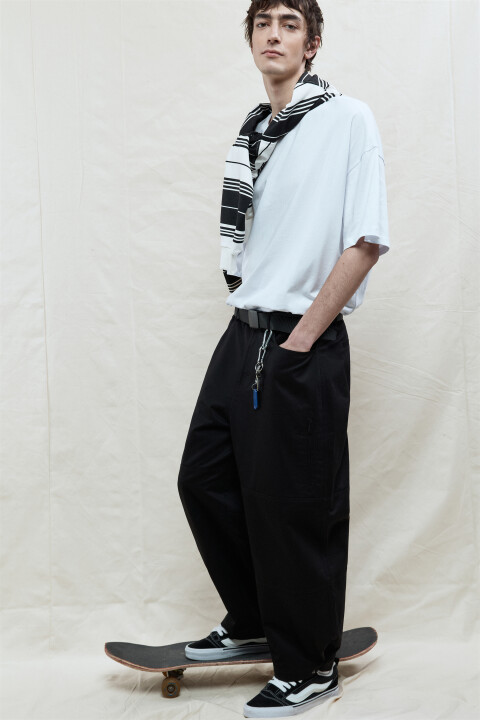 

Брюки barrel fit широкие из хлопка, Черный, Брюки barrel fit широкие из хлопка