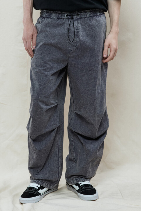 

Брюки-парашюты хлопковые с вареным эффектом, Серый, Брюки-парашюты хлопковые с вареным эффектом