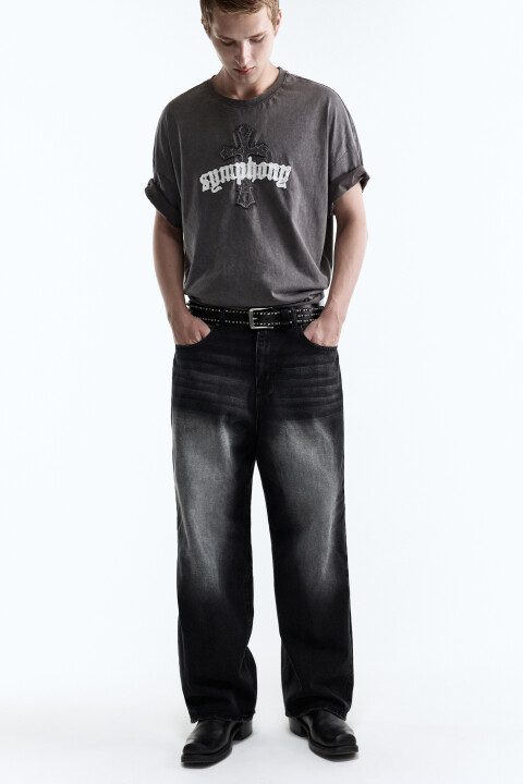 

Джинсы экстраширокие с состаренным эффектом, Серый, Джинсы экстраширокие с состаренным эффектом