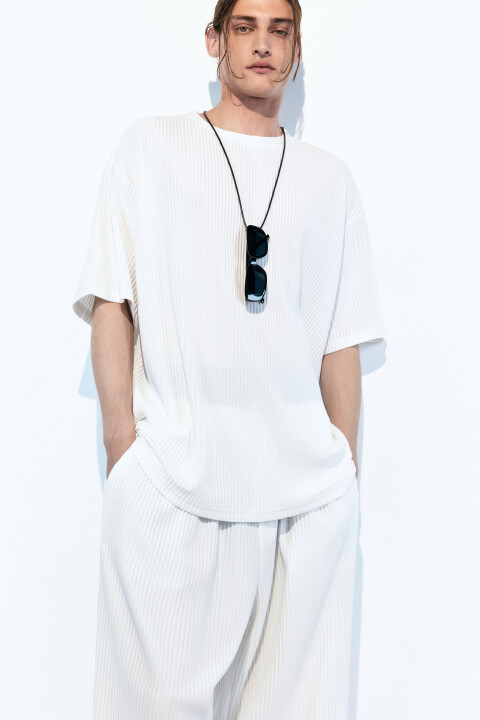 

Футболка oversize спортивная из жатой ткани, Белый, Футболка oversize спортивная из жатой ткани