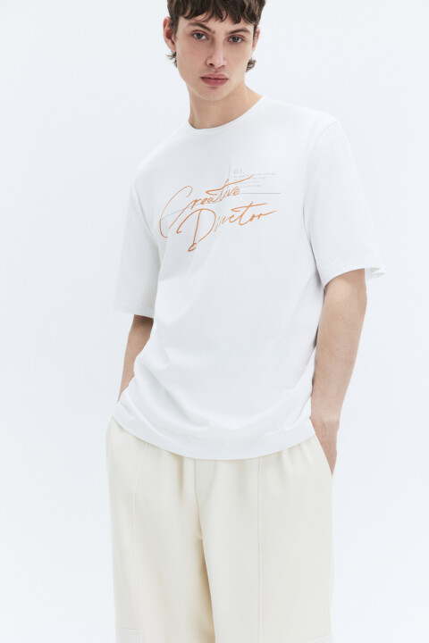 

Футболка прямая с принтом-надписью, Белый, Футболка прямая с принтом-надписью