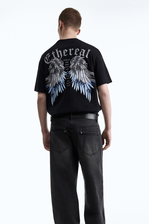 

Футболка oversize с принтом в стиле гранж, Черный, Футболка oversize с принтом в стиле гранж