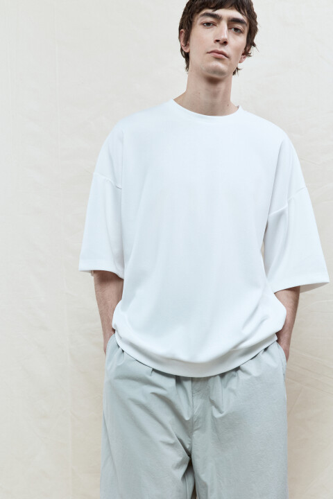 

Футболка oversize с резинкой в рубчик, Белый, Футболка oversize с резинкой в рубчик
