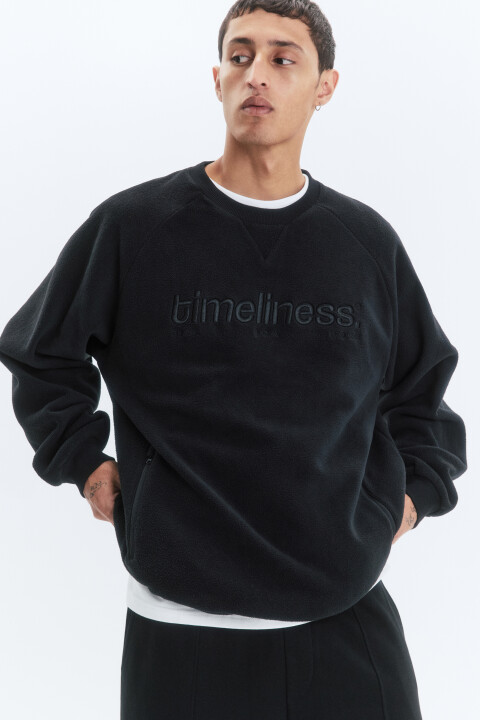 

Свитшот oversize флисовый с принтом, Черный, Свитшот oversize флисовый с принтом