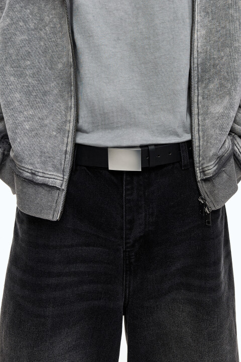 

Ремень брючный с металлической пряжкой, Черный, Ремень брючный с металлической пряжкой