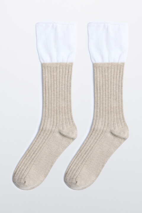 

Носки в рубчик с имитацией второго слоя, Коричневый, Носки в рубчик с имитацией второго слоя