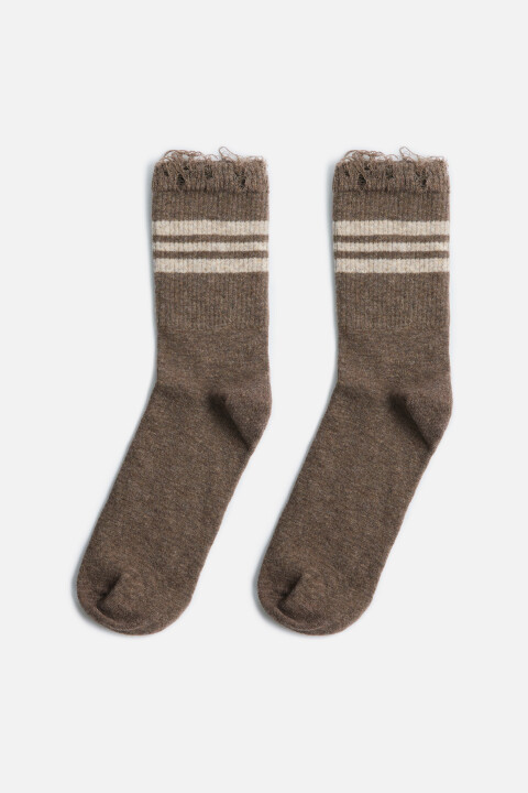 

Носки высокие с рваными краями, Коричневый, Носки высокие с рваными краями