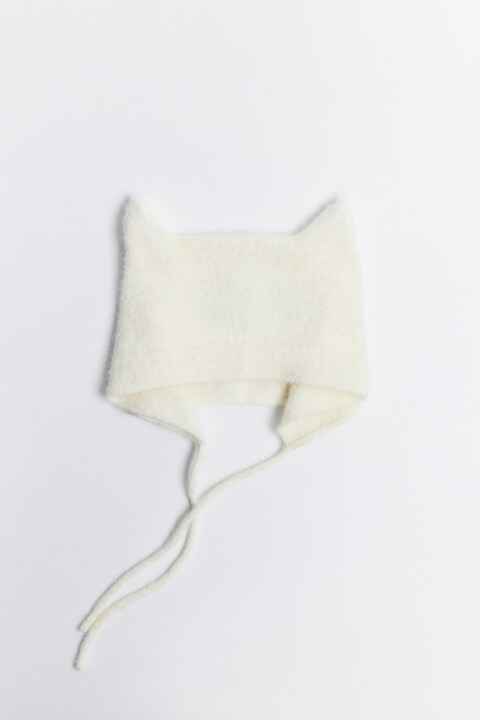 

Шапка-чепчик с ушками и завязками, Молочный, Шапка-чепчик с ушками и завязками